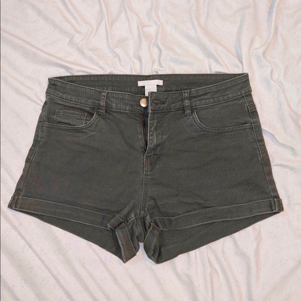 Green Somehwhat High Waisted Shorts